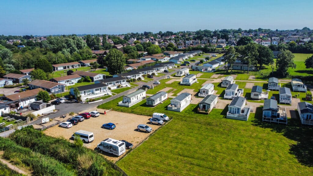 View of Broadlands Park in Oulton Broad, Suffolk, highlighting the park's peaceful and scenic surroundings.