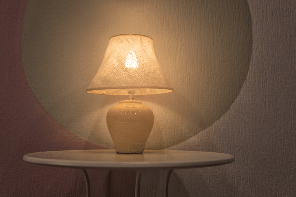 Table lamp adding warm lighting to decorate your static caravan and enhance the cosy ambiance.