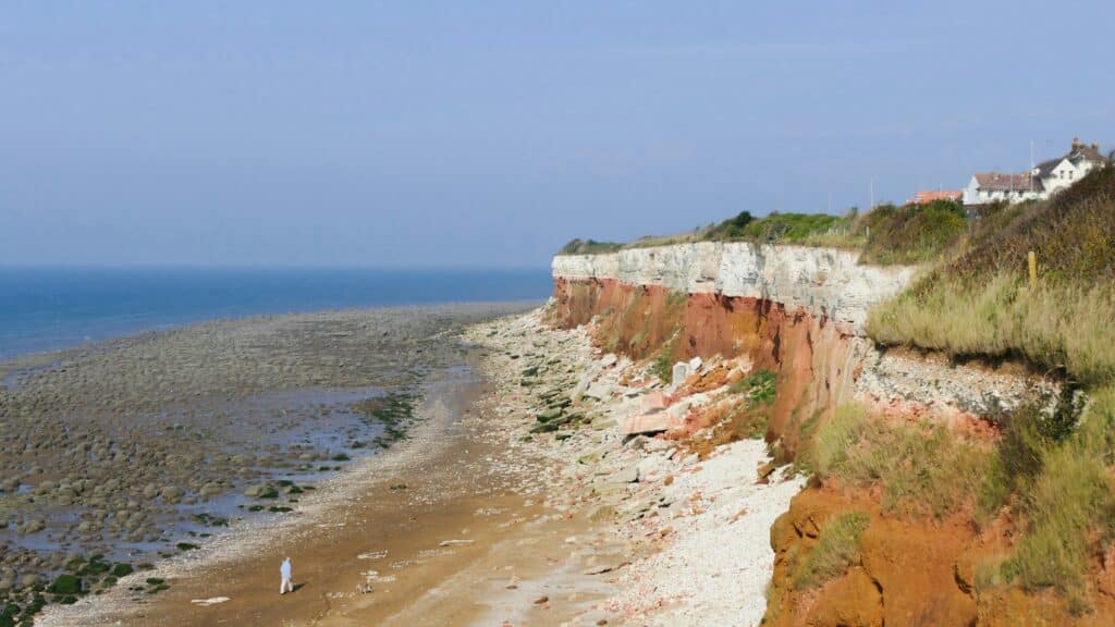 Old Hunstanton Beach, a peaceful coastal spot and one of the places to see a romantic sunset in Norfolk.