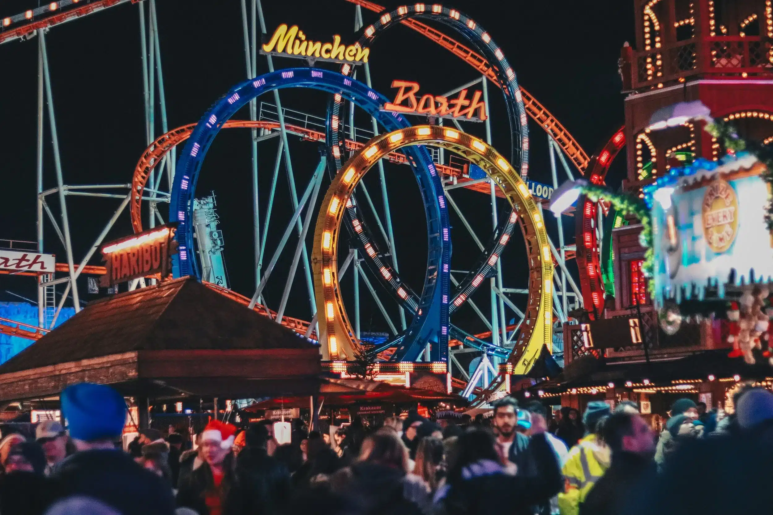 Illuminated attractions at Winter Wonderland Norwich.
