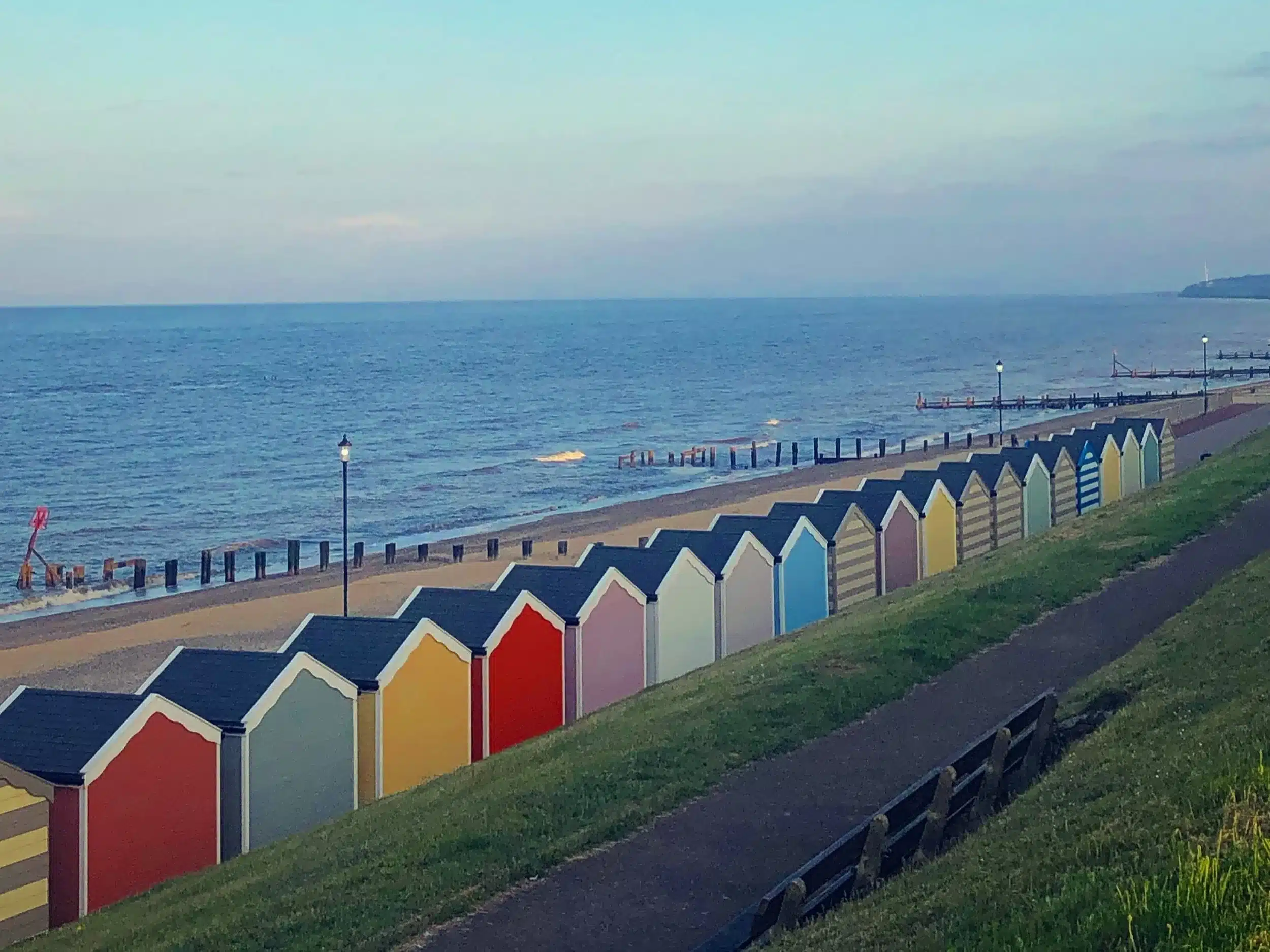 Beach huts along the Promenade at Gorleston beach