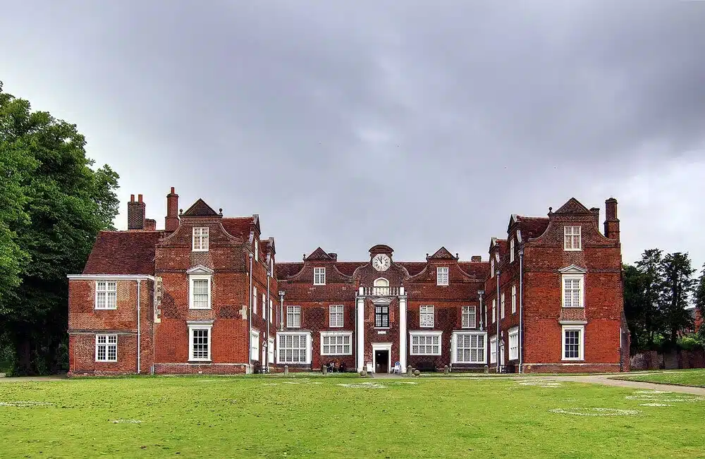 Historic Sites in Suffolk: Exterior view of Christchurch Mansion, showcasing its classic architecture and rich heritage.