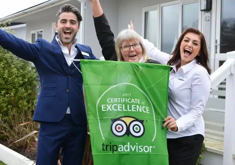 Tingdene Lifestyle team celebrating Tripadvisor certificate of excellence award 2017