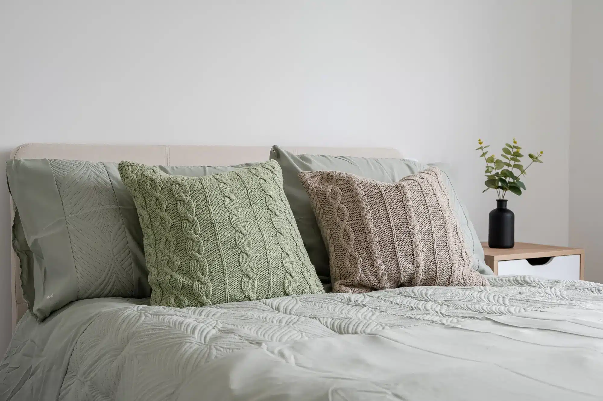 Cosy holiday home bedroom with neatly made bed